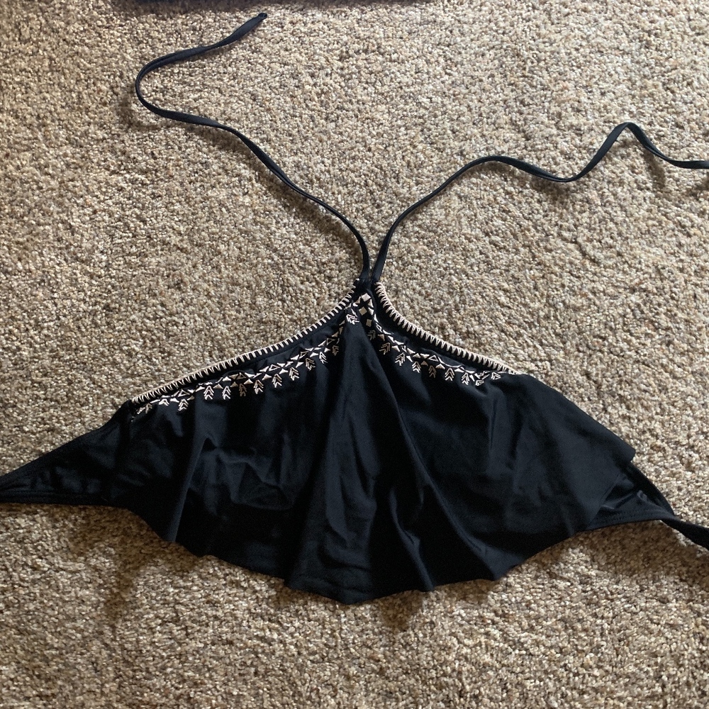 Black Halter High-Neck Bathing Suit Top